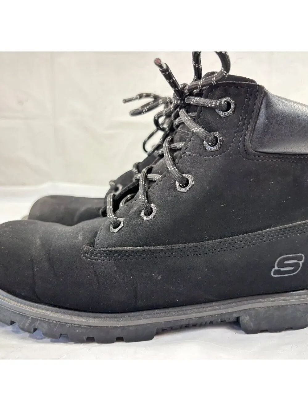 Sketchers Boys Mecca Bunkhouse Black Synthetic Ankle Work Boots